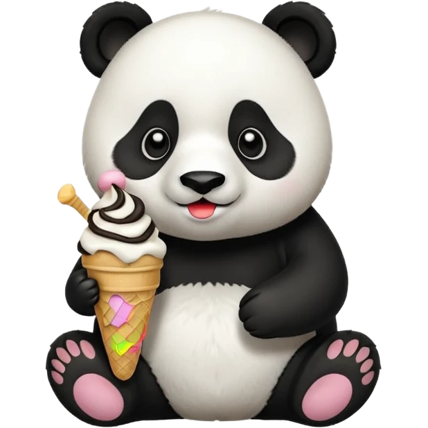 Panda eating ice cream emoji