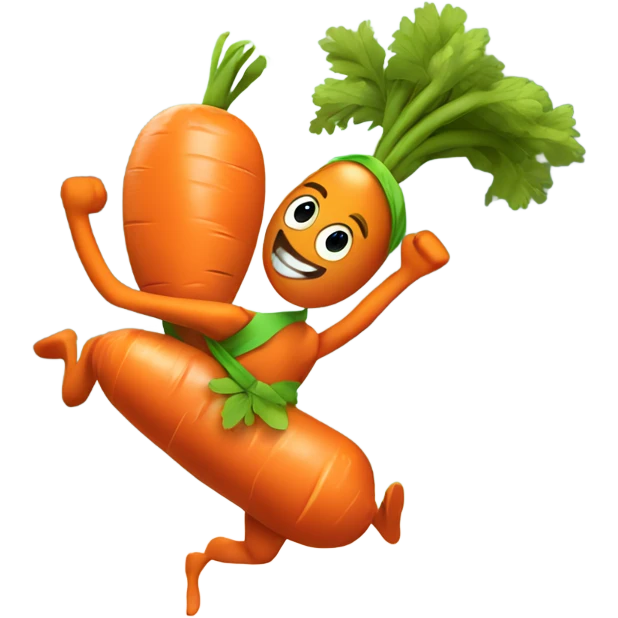 sprinting carrot with arms, legs, and a headband emoji