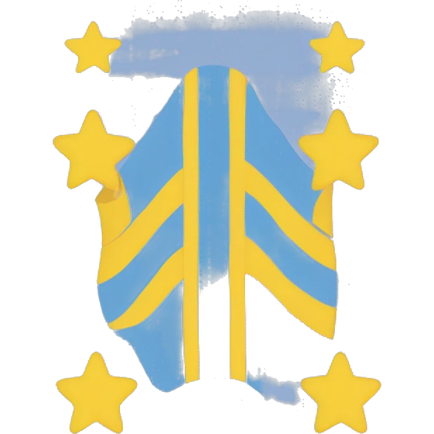 Flag with three stripes. The firs stripe is light blue, the second is yello and the third is light blue again. On the first ble stripe at the left there is a star with 8 angles and next to it to the right there is a half moon facing the star. emoji