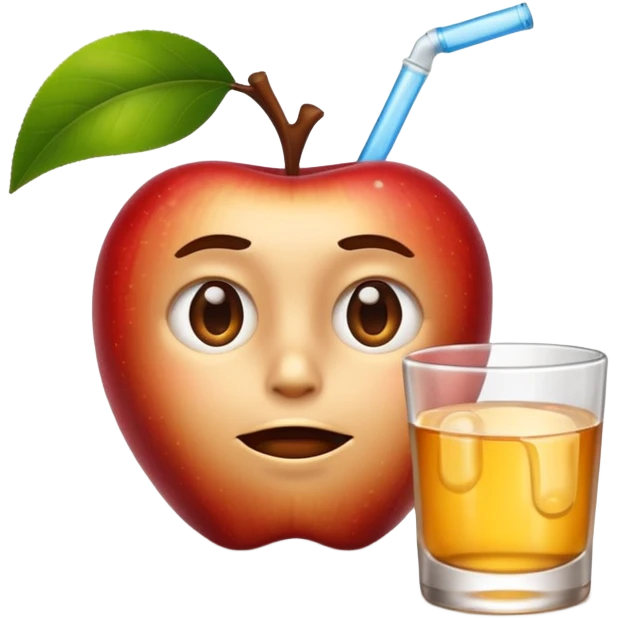Apple emoji face drinking tequila with bored face emoji