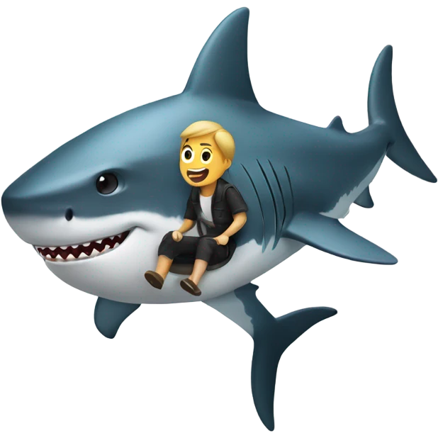 a person riding a shark emoji