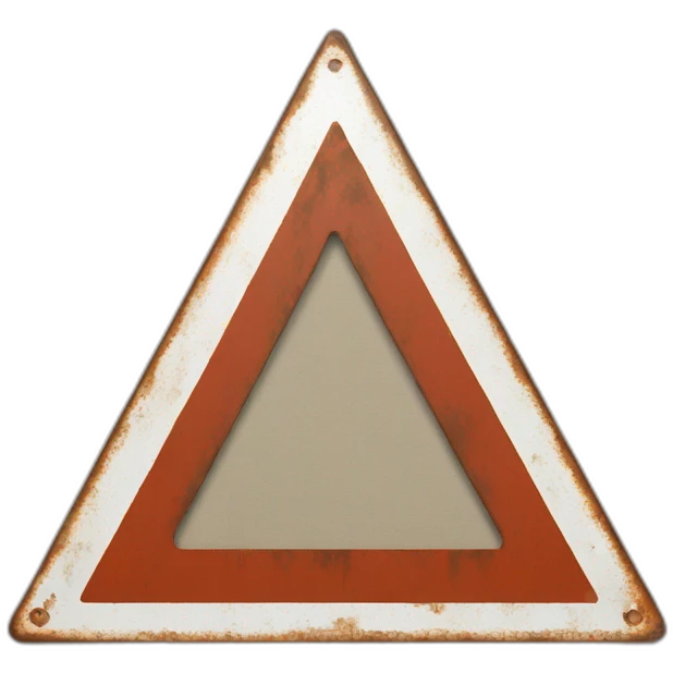 Rusty red triangle road sign emoji
