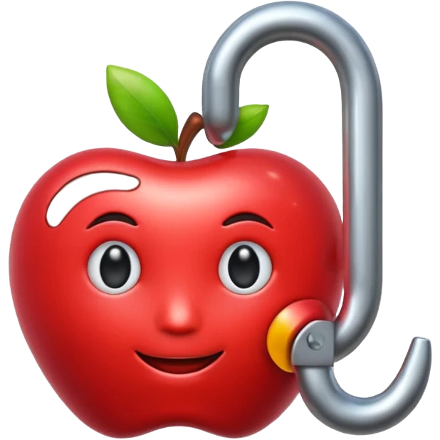 hook emoji, metallic look, apple style emoji