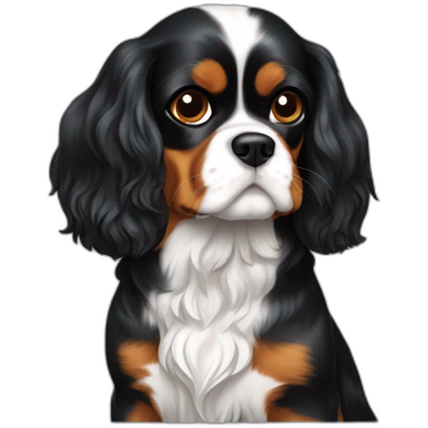 Chien cavalier king Charles sur un chat noir emoji