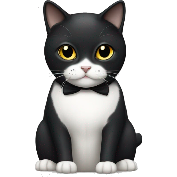 tuxedo cat with black face and small white spot above mouth emoji