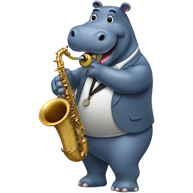 Hippo playing sax in nyc emoji