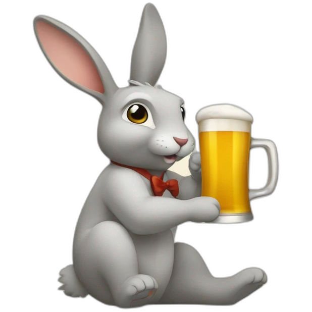 Lapins avec une bière emoji