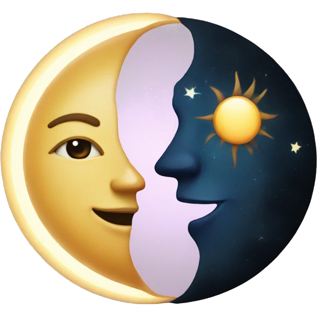 moon and sun next to each other emoji