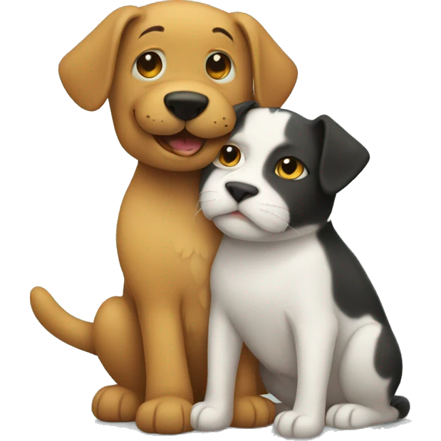Cat hugging dog emoji