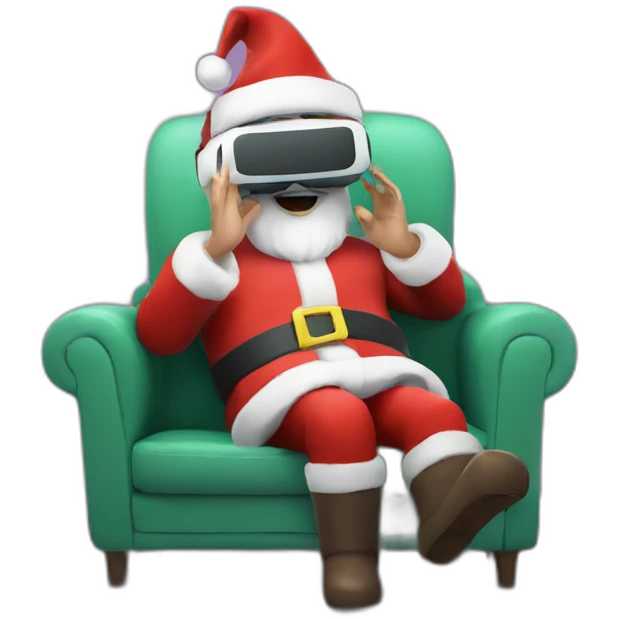 Santa in vr headset on sofa emoji