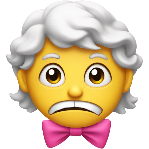 Mad face with a pink bow emoji