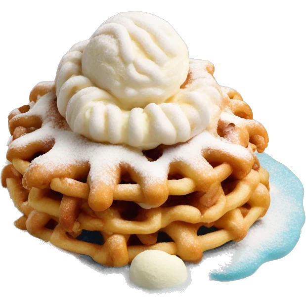 Funnel Cake with ice cream with coconut flakes on top emoji