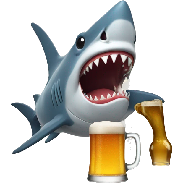 Shark with beer being poured in its mouth emoji
