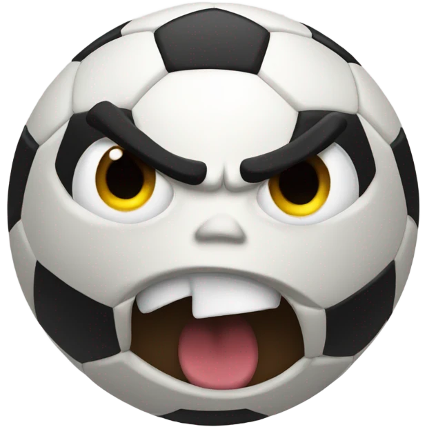 Soccer ball with angry expression emoji