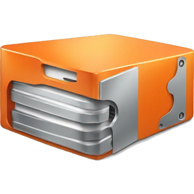 Orange metal hard drive emoji