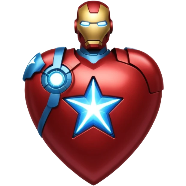 A red Iron Man heart with a glowing blue star in the center emoji