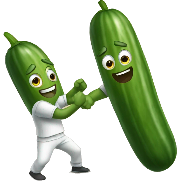 Cucumbers fighting emoji