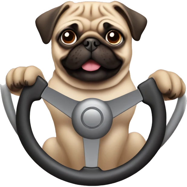 pug using a steering wheel  emoji