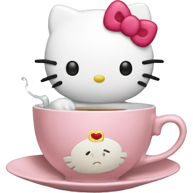 Hello kitty drinking tea emoji
