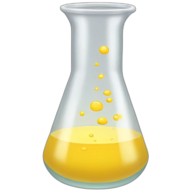 beaker with faint yellow fluid without face emoji