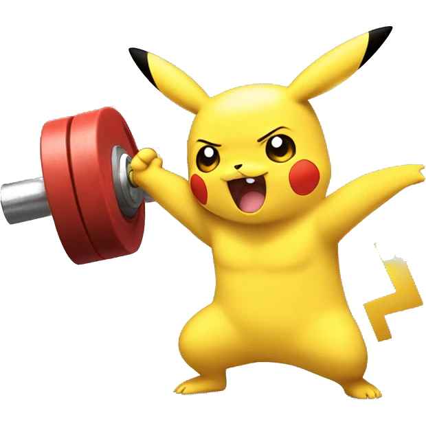 Pikachu cheering a bodybuilder in training  emoji