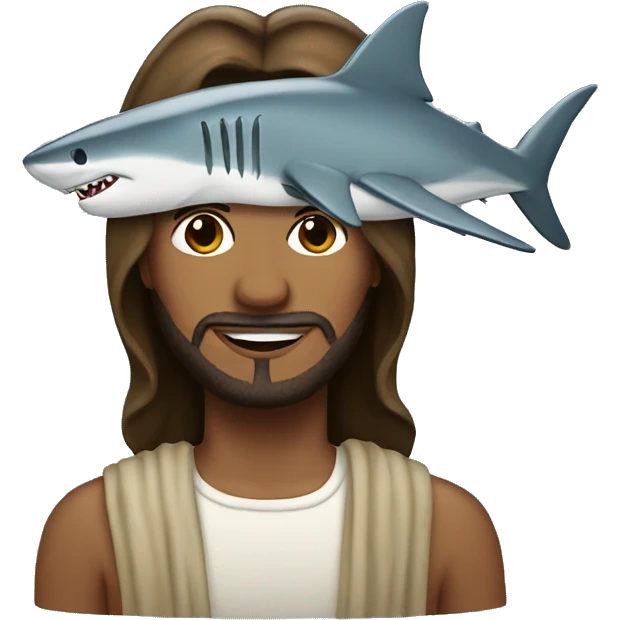 Jesus with shark hat emoji