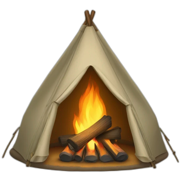 Camp tent with fireplace emoji