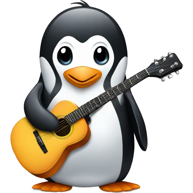 Penguin with a guitar emoji