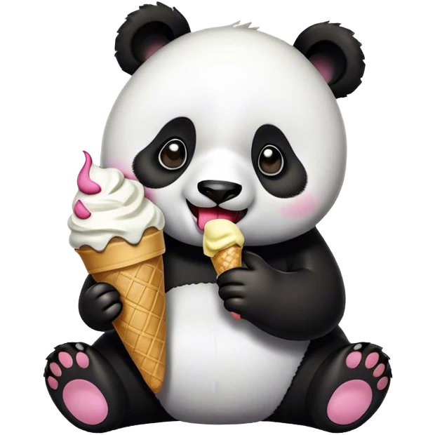 Panda eating ice cream emoji