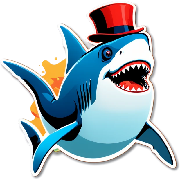 Shark with a top hat emoji