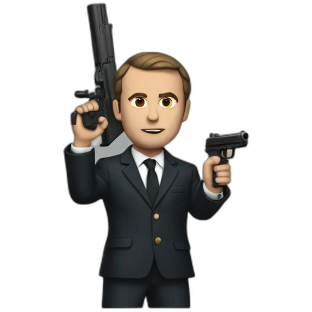 Macron with a gun emoji