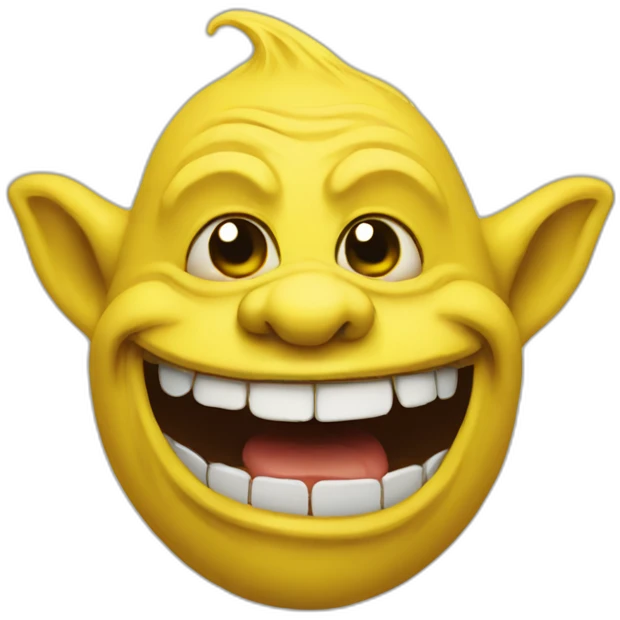 yellow smiley troll face looking sideways emoji