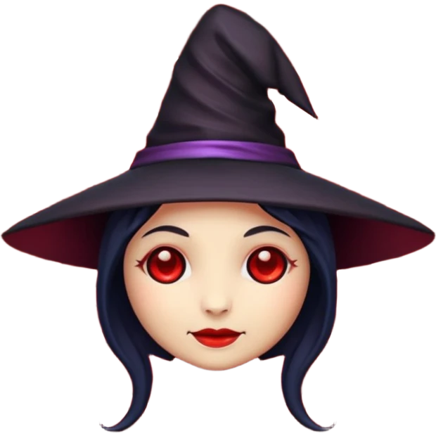 iOS emoji, dark fantasy magic seal, witch symbol, web pattern, red glow, minimal clean style emoji
