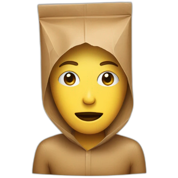 a person covering their head with a paper bag emoji