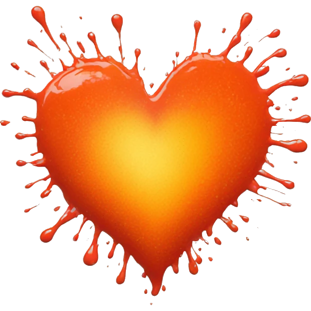splattered paint heart glowing red-orange warmth emoji