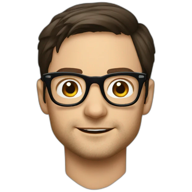tobey maguire with dark hairs and glasses emoji