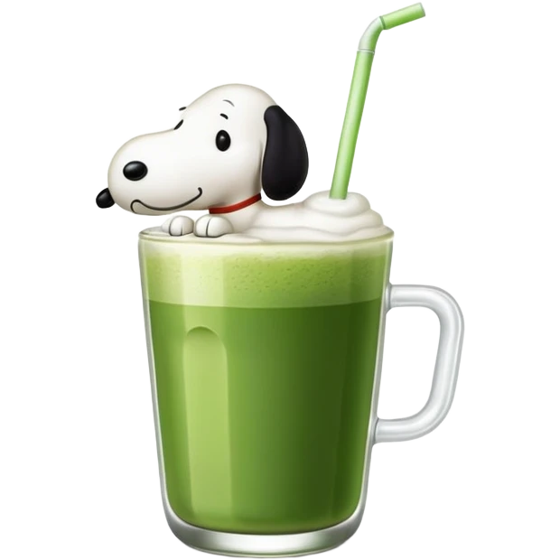 Snoopy drinking matcha emoji