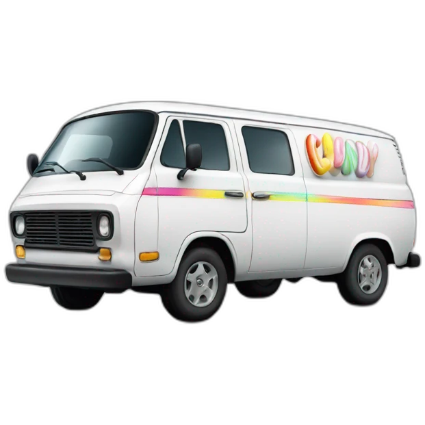 white van with  candy sign on it emoji