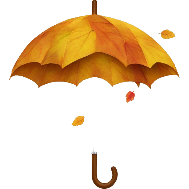 umbrella made of autumn leaves emoji