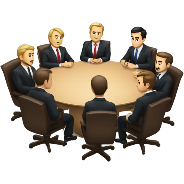 6 Caucasian men in suits sitting at a round table emoji