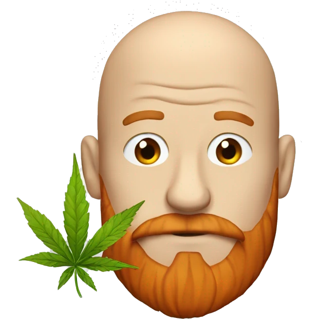 Emoji weed smoker with bald head and red beard emoji