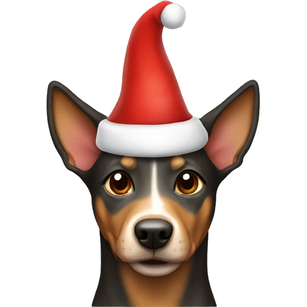 Kelpie dog in a Santa hat emoji