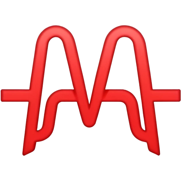 Minimalistic logo for MedSignal, sleek red pulse forming the letters 'AI' inside a smooth geometric shape, glowing red accents, clean white background, no black, conveying high-tech healthcare and AI technology emoji
