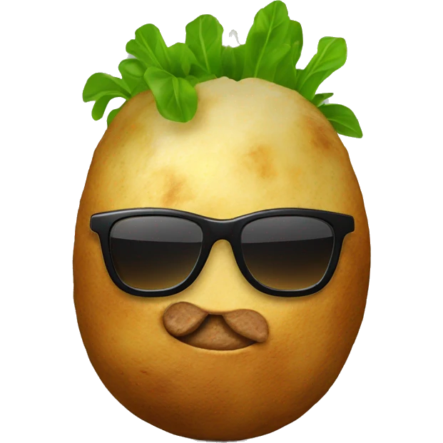 Baked potato with sunglasses emoji
