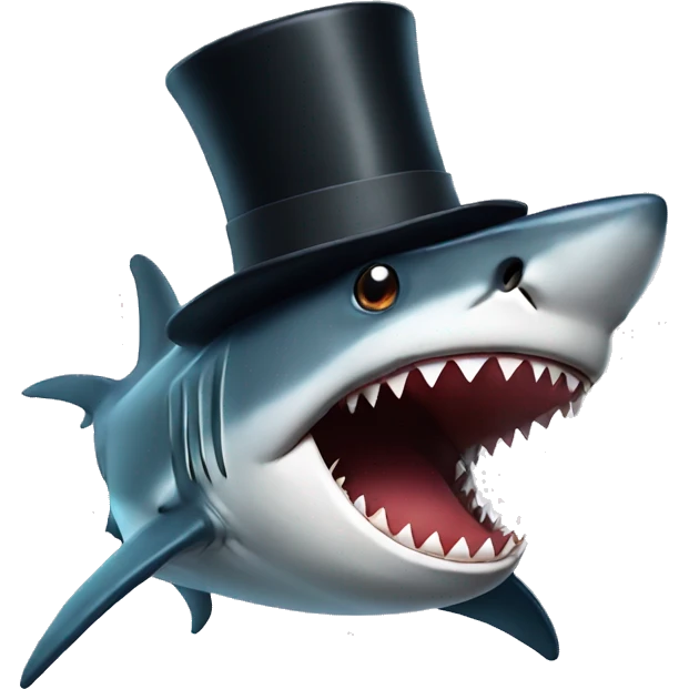 Shark with a top hat emoji