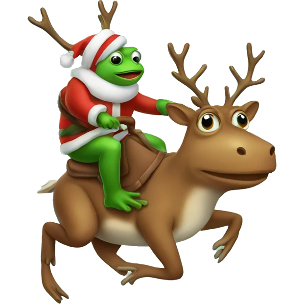 Frog riding reindeer emoji