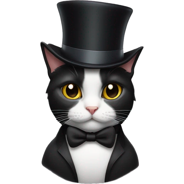 Tuxedo cat wearing a top hat  emoji