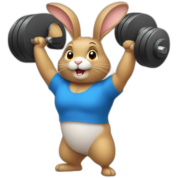 rabbit lifting weights emoji