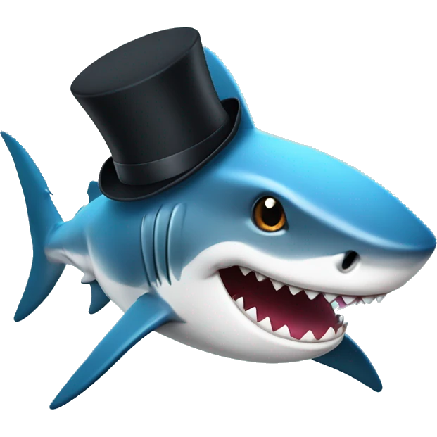 Shark with a top hat emoji
