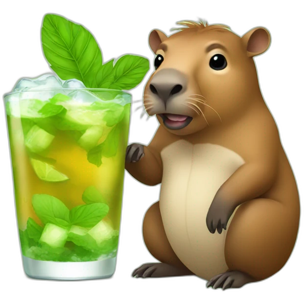 capibara with mojito glass emoji